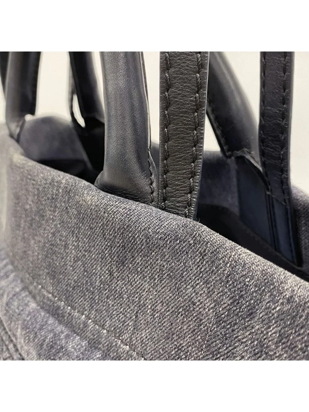 Chanel Handbag Denim Gray Silver 2-Way Bag